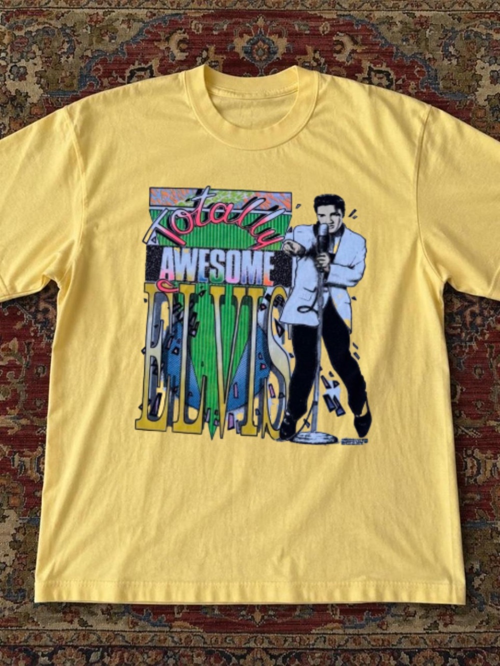 Gildan Yellow 'Totally Awesome Elvis' Graphic Tee